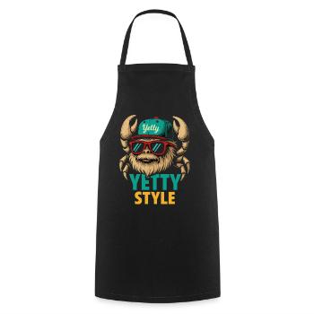 Graphisme Yeti Style Yetty - Tablier de cuisine - noir - Devant - AI Model Male 185 dark (185cm)