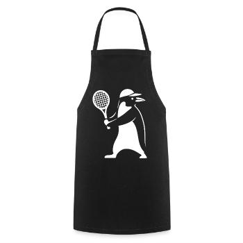 Minimalistischer Pinguin Tennis Rückhand Spieler - Kochschürze - Schwarz - Vorne - AI Model Male 185 dark (185cm)