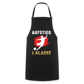 Aufstieg 1. Klasse Schulanfang Fußball Rot  - Kochschürze - Schwarz - Vorne - AI Model Male 185 dark (185cm)