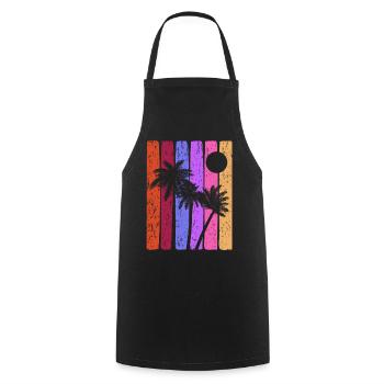 Rayures tropicales coucher de soleil - Tablier de cuisine - noir - Devant - AI Model Male 185 dark (185cm)