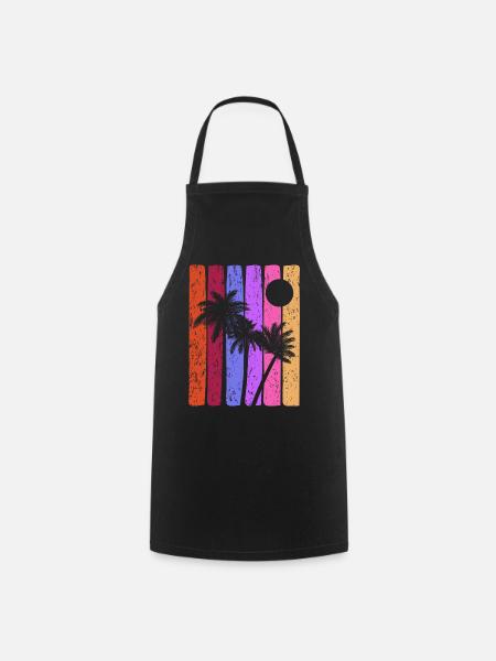Tropical Sunset Stripes - Cooking Apron - black
