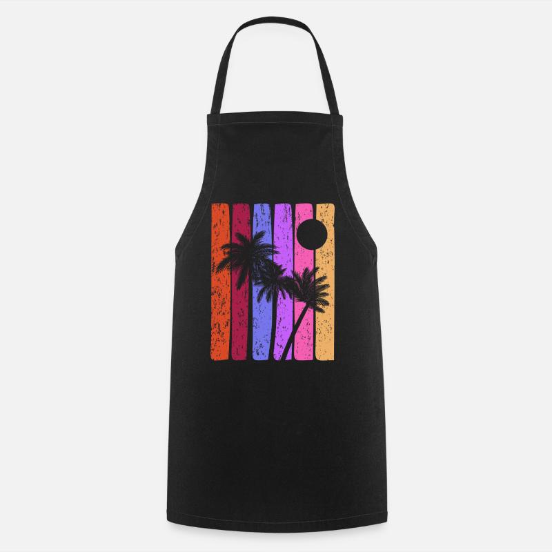 Tropical Sunset Stripes - Cooking Apron - black
