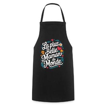 The Most Beautiful Mom in the World - Cooking Apron - black - Front - AI Model Male 185 dark (185cm)