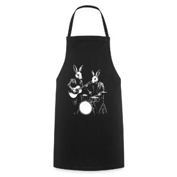 Bunny Band Jam : Guitare et batterie - Tablier de cuisine - noir - Devant - AI Model Male 185 dark (185cm)