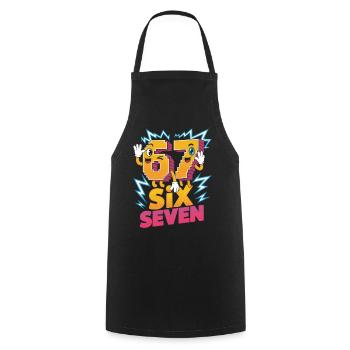 Sechs Sieben Zeichentrickfiguren Design - Kochschürze - Schwarz - Vorne - AI Model Male 185 dark (185cm)