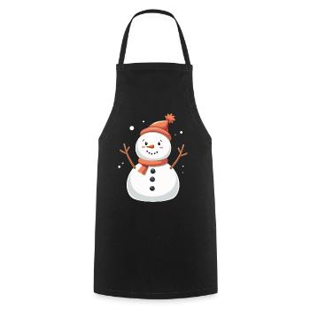 Snowman Cozy Winter Whimsy - Cooking Apron - black - Front - AI Model Male 185 dark (185cm)