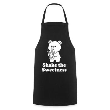 Kuschelbär mit Bubble Tea - Kochschürze - Schwarz - Vorne - AI Model Male 185 dark (185cm)
