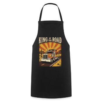 Road Vintage Truck Driver Trucker - Cooking Apron - black - Front - AI Model Male 185 dark (185cm)