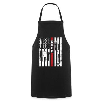 Chefkoch USA Flagge - Kochen Patriot Grillen  - Kochschürze - Schwarz - Vorne - AI Model Male 185 dark (185cm)
