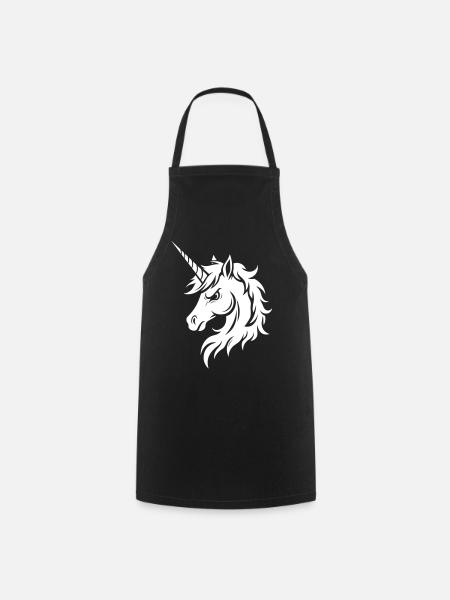 Unicorn head with serious expression - Cooking Apron - black