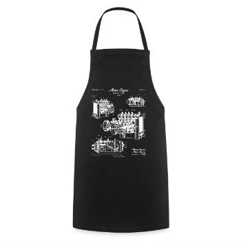 Vintage Engine Blueprint Art - Cooking Apron - black - Front - AI Model Male 185 dark (185cm)
