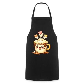 Kaffeelächeln Latte Mug Herz - Kochschürze - Schwarz - Vorne - AI Model Male 185 dark (185cm)