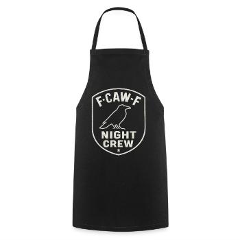 F-Caw-F Night Crew Raven Crow Humor Night Shift - Cooking Apron - black - Front - AI Model Male 185 dark (185cm)