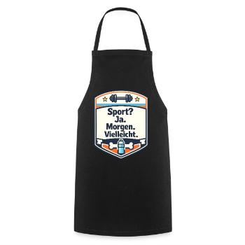Sport Ja Morgen Vielleicht Badge - Kochschürze - Schwarz - Vorne - AI Model Male 185 dark (185cm)