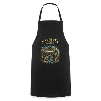 Wanderer Compass Hiking Adventure - Cooking Apron - black - Front - AI Model Male 185 dark (185cm)