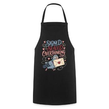 Signed Sealed Overthinking Dove - Cooking Apron - black - Front - AI Model Male 185 dark (185cm)