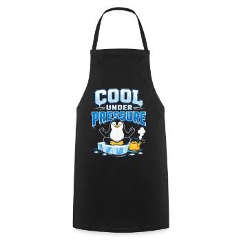 Cool Under Pressure Penguin Meditation - Cooking Apron - black - Front - AI Model Male 185 dark (185cm)