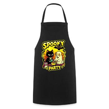 🎃 Gruselige Party – Halloween 2 Katzen-Hund-Eule - Kochschürze - Schwarz - Vorne - AI Model Male 185 dark (185cm)