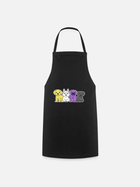 Conception de chien drapeau non binaire pour les fiers Enbys - Tablier de cuisine - noir