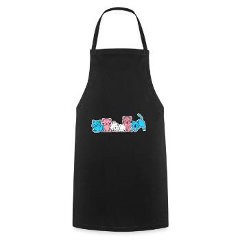 Trans Flagge Katze Design für Trans Menschen - Kochschürze - Schwarz - Vorne - AI Model Male 185 dark (185cm)