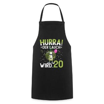 20 Geburtstag 20 Jahre Hurra der Lauch wird 20 - Kochschürze - Schwarz - Vorne - AI Model Male 185 dark (185cm)