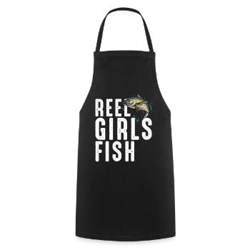 Reel Mädchen Fisch weiblich Frauen Thunfisch Angeln Retro - Kochschürze - Schwarz - Vorne - AI Model Male 185 dark (185cm)