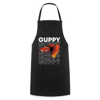 Guppy-Fisch im Stil der 80er Jahre Tropischer Fischhalter - Kochschürze - Schwarz - Vorne - AI Model Male 185 dark (185cm)