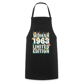 Birthday Woman born in 1963 Woman 60 years - Cooking Apron - black - Front - AI Model Male 185 dark (185cm)