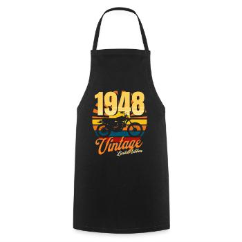 Motorcycle born in 1948 birthday 75 years biker - Cooking Apron - black - Front - AI Model Male 185 dark (185cm)