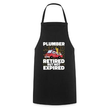 Retired plumber - Cooking Apron - black - Front - AI Model Male 185 dark (185cm)