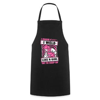 Forgeron Métallurgiste Fille - Tablier de cuisine - noir - Devant - AI Model Male 185 dark (185cm)