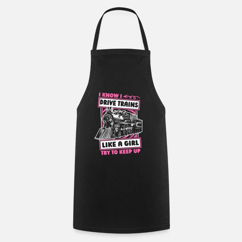 Train driver girl train driver - Cooking Apron - black