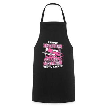 Hairdresser Hairstylist Girl - Cooking Apron - black - Front - AI Model Male 185 dark (185cm)