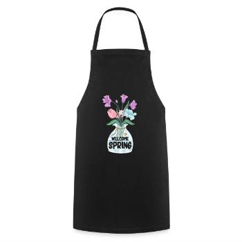 Tulips Spring Tulips - Cooking Apron - black - Front - AI Model Male 185 dark (185cm)