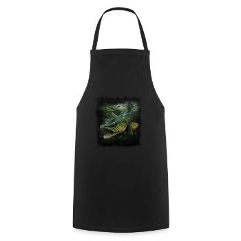 Fishing Angler Fishing Rod - Cooking Apron - black - Front - AI Model Male 185 dark (185cm)