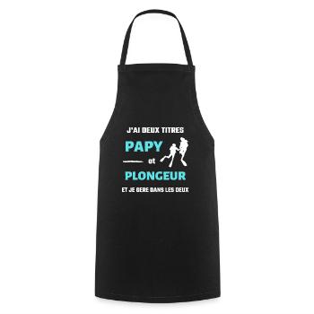 papy plongée sous marine homme humour plongeur - Tablier de cuisine - noir - Devant - AI Model Male 185 dark (185cm)