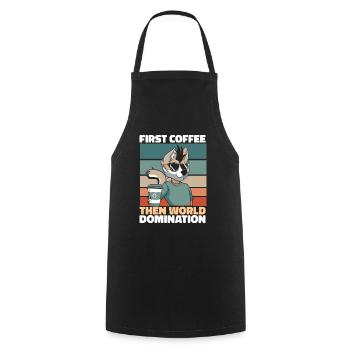 Furry Fandom Fursuits Coffee - Cooking Apron - black - Front - AI Model Male 185 dark (185cm)