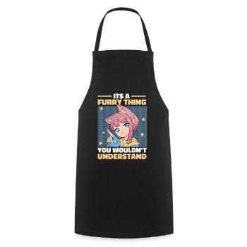 Furry Fandom Fursuits Cute - Cooking Apron - black - Front - AI Model Male 185 dark (185cm)