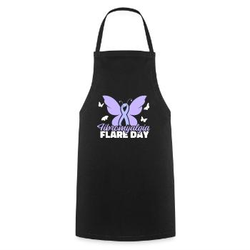 Fibromyalgie rhumatisme papillon - Tablier de cuisine - noir - Devant - AI Model Male 185 dark (185cm)