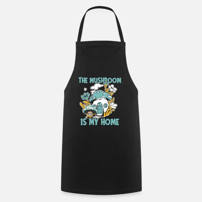 Mushroom pickers Mushrooms Home Mushroom Dwarf - Cooking Apron - black