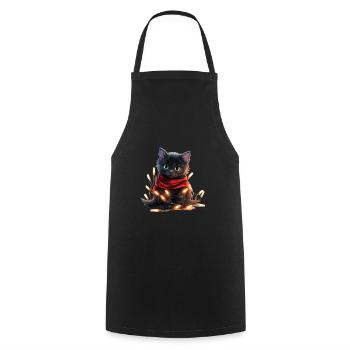 Lumières de Noël Cat Noël - Tablier de cuisine - noir - Devant - AI Model Male 185 dark (185cm)