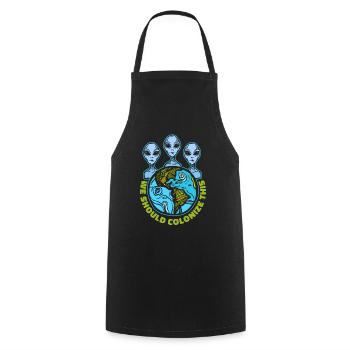 space, space, aliens, space colonization - Cooking Apron - black - Front - AI Model Male 185 dark (185cm)