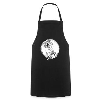 Geisha Flowers - Cooking Apron - black - Front - AI Model Male 185 dark (185cm)