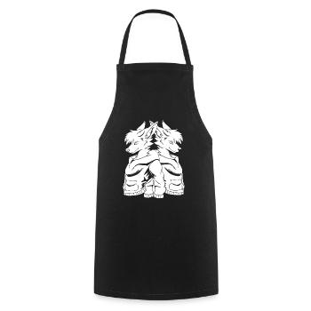 Furry Fandom Fursuits Foxes - Cooking Apron - black - Front - AI Model Male 185 dark (185cm)