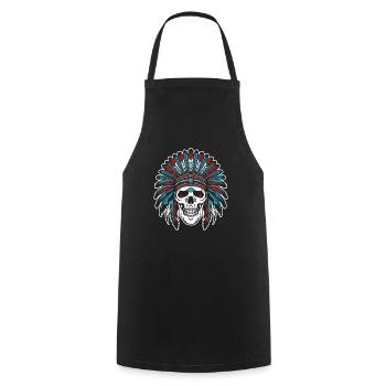 Indigenous Skull Skull - Cooking Apron - black - Front - AI Model Male 185 dark (185cm)