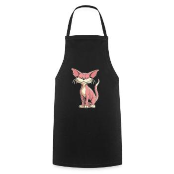 Chat Sphynx Drôle - Tablier de cuisine - noir - Devant - AI Model Male 185 dark (185cm)