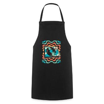 Vinyl Record Collector - Cooking Apron - black - Front - AI Model Male 185 dark (185cm)