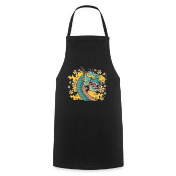 Year of the Dragon 2024 - Cooking Apron - black - Front - AI Model Male 185 dark (185cm)