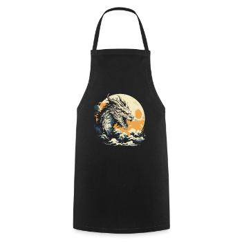 Year of the Dragon 2024 - Cooking Apron - black - Front - AI Model Male 185 dark (185cm)
