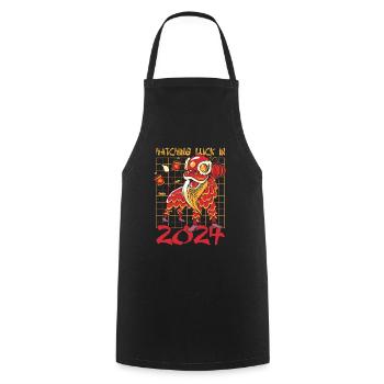 Année du Dragon 2024 - Tablier de cuisine - noir - Devant - AI Model Male 185 dark (185cm)